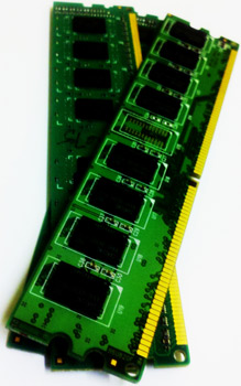 Stacked DIMMs of RAM