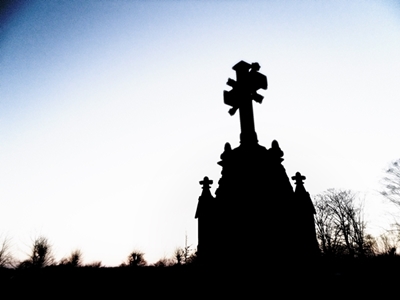 Cemetery stone silhouette